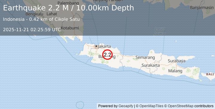 Earthquake Java, Indonesia (2.3 M) (2025-11-21 02:25:59 UTC)