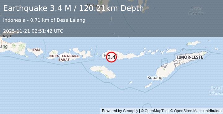Earthquake Flores Region, Indonesia (3.4 M) (2025-11-21 02:51:42 UTC)