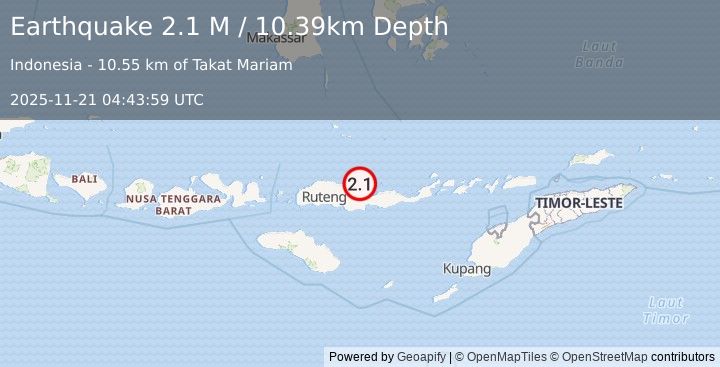 Earthquake Flores Region, Indonesia (2.1 M) (2025-11-21 04:43:59 UTC)
