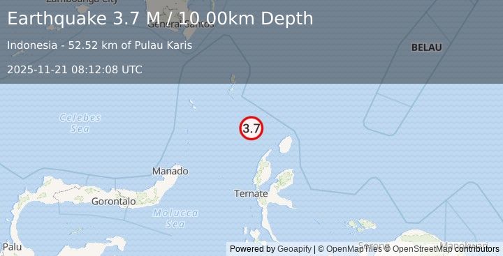 Earthquake Northern Molucca Sea (3.7 M) (2025-11-21 08:12:08 UTC)