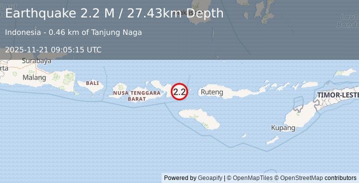 Earthquake Flores Region, Indonesia (2.2 M) (2025-11-21 09:05:15 UTC)