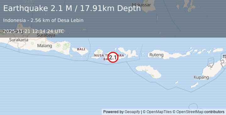 Earthquake Northern Sumatra, Indonesia (2.4 M) (2025-11-21 12:13:39 UTC)