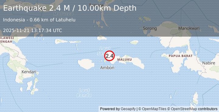 Earthquake Ceram Sea (2.4 M) (2025-11-21 13:17:34 UTC)
