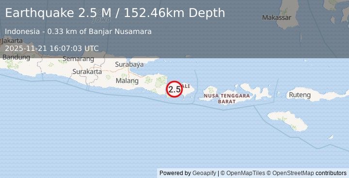Earthquake Bali Region, Indonesia (2.5 M) (2025-11-21 16:07:03 UTC)