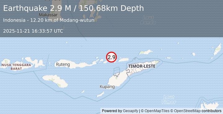 Earthquake Flores Region, Indonesia (2.9 M) (2025-11-21 16:33:57 UTC)