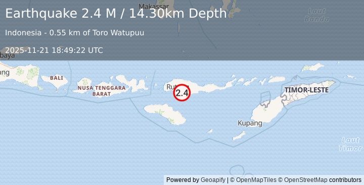 Earthquake Flores Region, Indonesia (2.4 M) (2025-11-21 18:49:22 UTC)