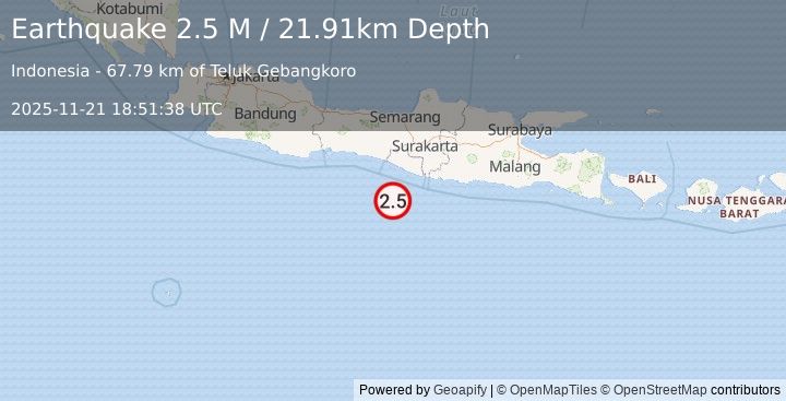 Earthquake Java, Indonesia (2.5 M) (2025-11-21 18:51:39 UTC)
