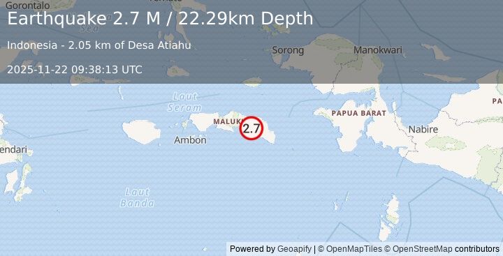 Earthquake Seram, Indonesia (2.7 M) (2025-11-22 09:38:13 UTC)