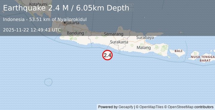 Earthquake Java, Indonesia (2.4 M) (2025-11-22 12:49:41 UTC)
