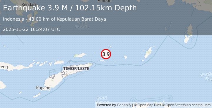 Earthquake Banda Sea (3.9 M) (2025-11-22 16:24:07 UTC)