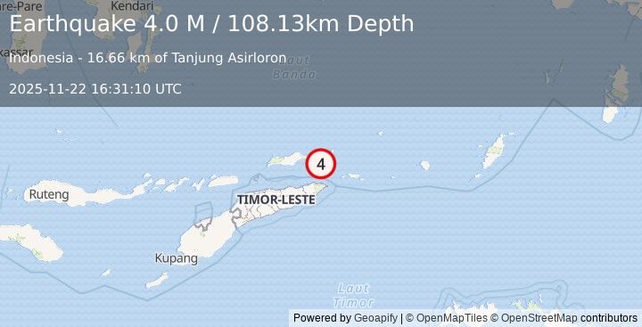 Earthquake Banda Sea (4.9 M) (2025-11-22 16:30:59 UTC)