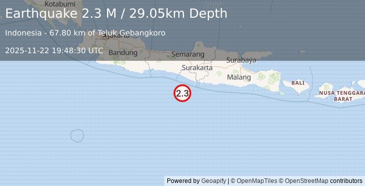 Earthquake Java, Indonesia (2.3 M) (2025-11-22 19:48:30 UTC)