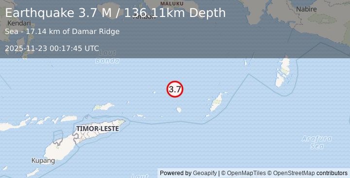 Earthquake Banda Sea (3.7 M) (2025-11-23 00:17:45 UTC)