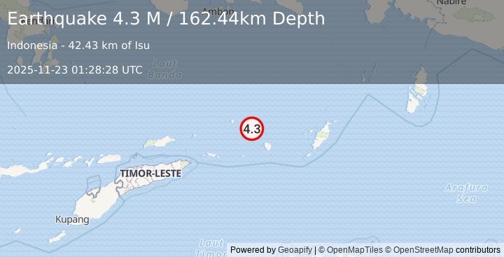 Earthquake Banda Sea (4.3 M) (2025-11-23 01:28:28 UTC)