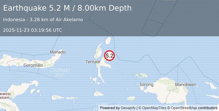 Earthquake West Papua, Indonesia (4.7 M) (2025-11-23 03:19:50 UTC)