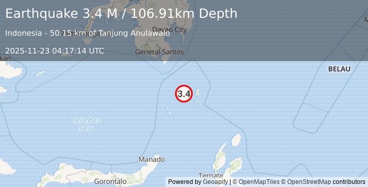 Earthquake Talaud Islands, Indonesia (3.5 M) (2025-11-23 04:17:13 UTC)