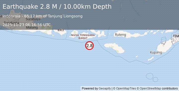 Earthquake Sumbawa Region, Indonesia (2.9 M) (2025-11-23 06:16:58 UTC)