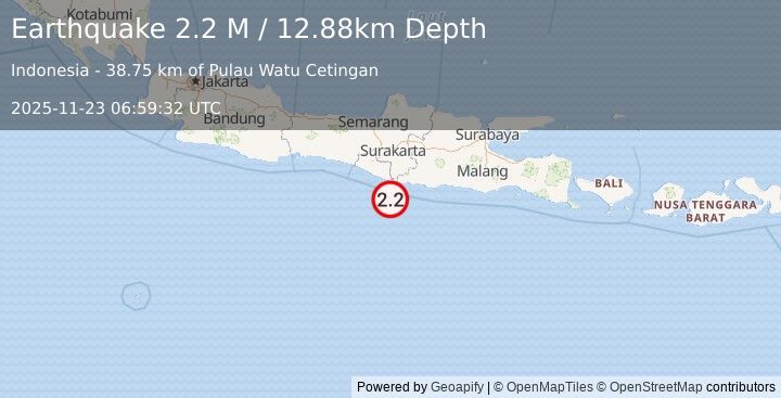 Earthquake Java, Indonesia (2.2 M) (2025-11-23 06:59:32 UTC)