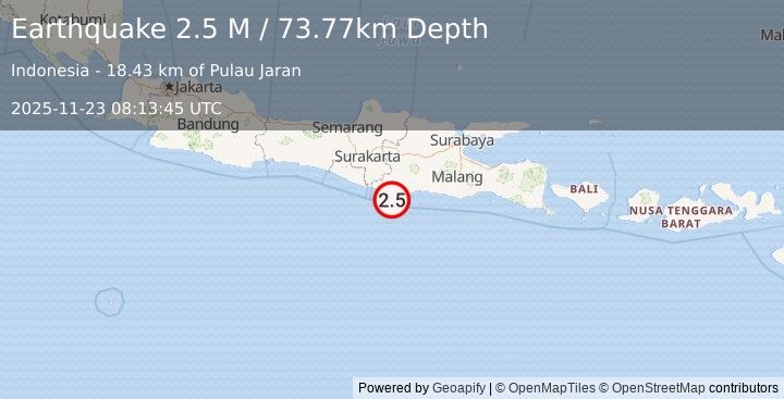 Earthquake Java, Indonesia (2.5 M) (2025-11-23 08:13:44 UTC)