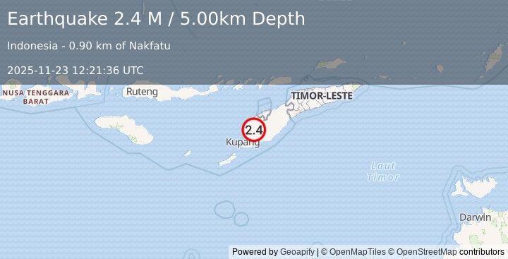 Earthquake Timor Region (2.4 M) (2025-11-23 12:21:36 UTC)