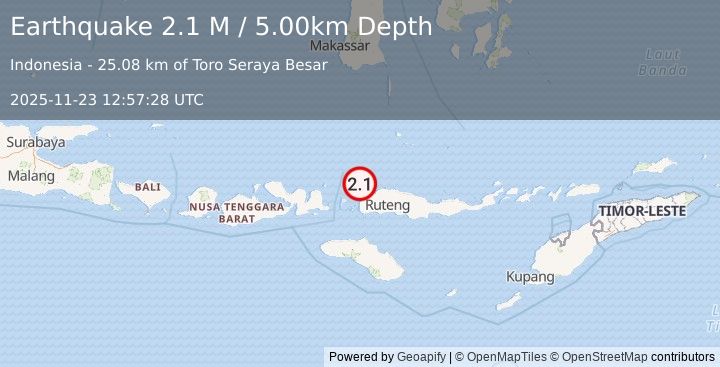 Earthquake Flores Region, Indonesia (2.1 M) (2025-11-23 12:57:28 UTC)