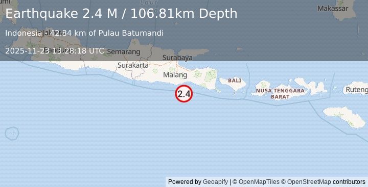 Earthquake Java, Indonesia (2.3 M) (2025-11-23 13:28:24 UTC)