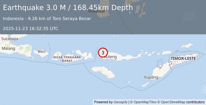 Earthquake Flores Region, Indonesia (3.0 M) (2025-11-23 16:32:35 UTC)