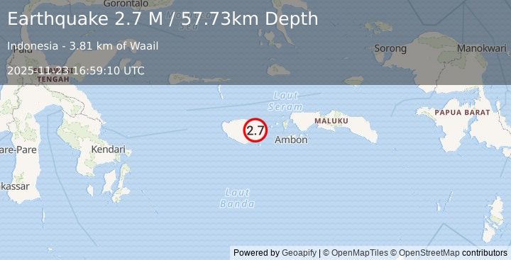 Earthquake Seram, Indonesia (2.7 M) (2025-11-23 16:59:10 UTC)