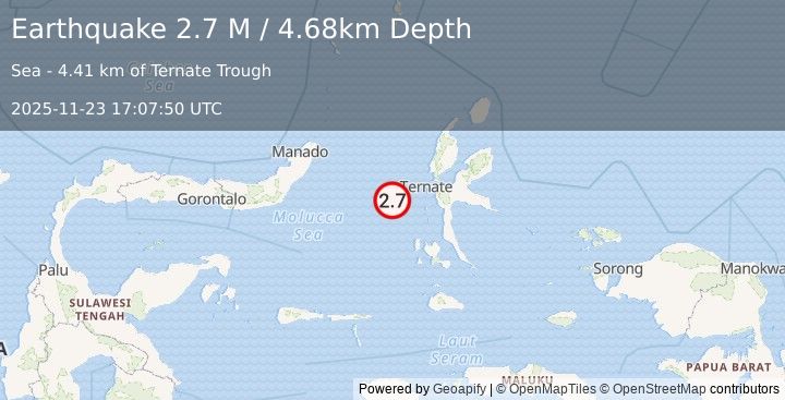 Earthquake Halmahera, Indonesia (2.4 M) (2025-11-23 17:07:52 UTC)
