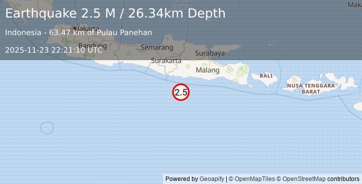 Earthquake Java, Indonesia (2.5 M) (2025-11-23 22:21:10 UTC)
