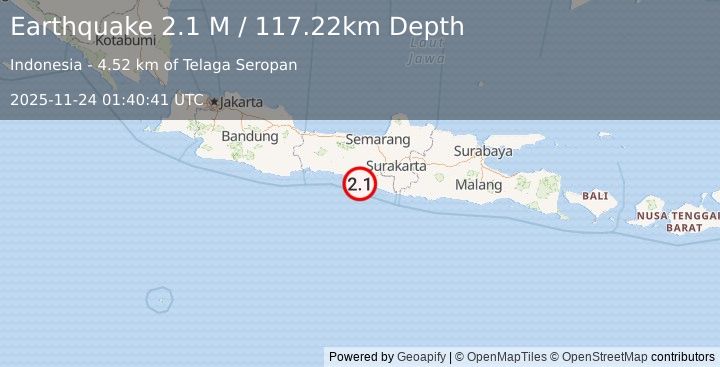 Earthquake Java, Indonesia (2.1 M) (2025-11-24 01:40:41 UTC)