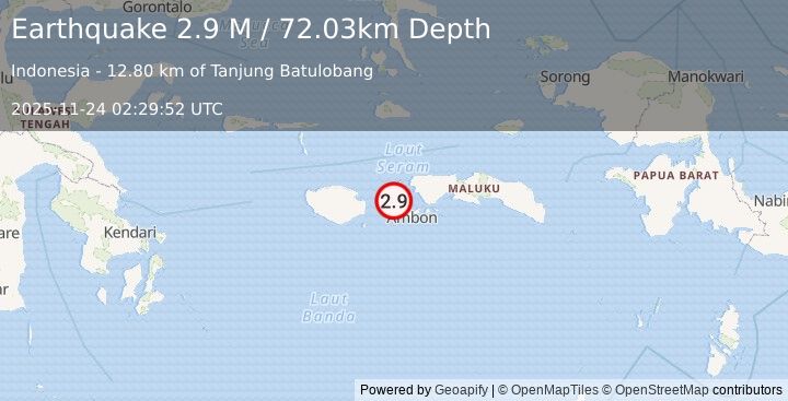 Earthquake Seram, Indonesia (2.9 M) (2025-11-24 02:29:52 UTC)