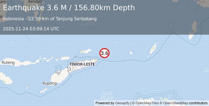 Earthquake Banda Sea (3.9 M) (2025-11-24 03:09:11 UTC)