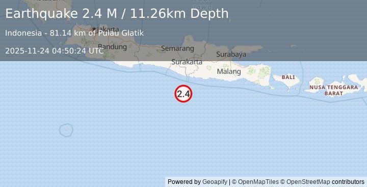 Earthquake Java, Indonesia (2.5 M) (2025-11-24 04:50:22 UTC)