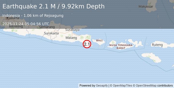 Earthquake Bali Region, Indonesia (2.1 M) (2025-11-24 05:04:56 UTC)