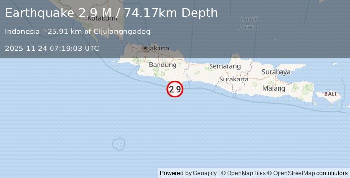 Earthquake Java, Indonesia (3.0 M) (2025-11-24 07:19:03 UTC)