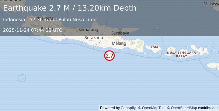 Earthquake Java, Indonesia (3.0 M) (2025-11-24 07:44:31 UTC)