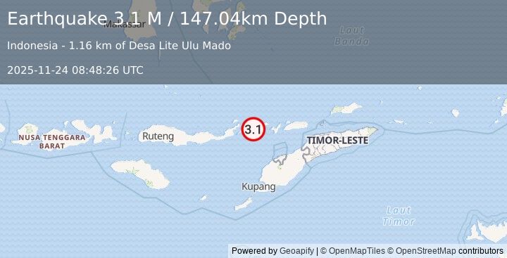 Earthquake Flores Region, Indonesia (3.4 M) (2025-11-24 08:48:25 UTC)