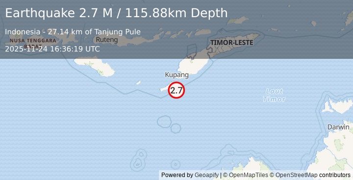 Earthquake Timor Region (2.7 M) (2025-11-24 16:36:19 UTC)
