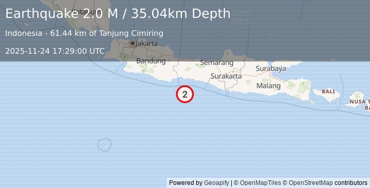 Earthquake Java, Indonesia (2.5 M) (2025-11-24 17:29:01 UTC)