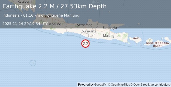 Earthquake Java, Indonesia (2.3 M) (2025-11-24 20:19:32 UTC)