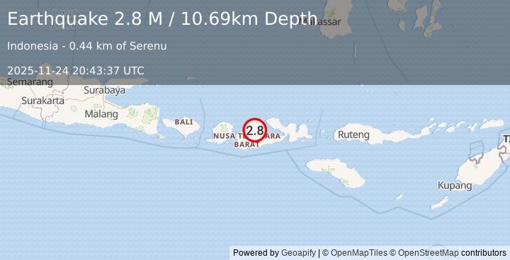 Earthquake Sumbawa Region, Indonesia (2.8 M) (2025-11-24 20:43:37 UTC)