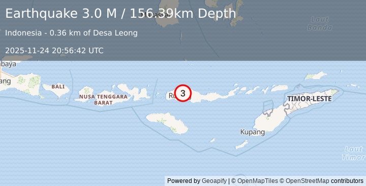 Earthquake Flores Region, Indonesia (3.0 M) (2025-11-24 20:56:42 UTC)