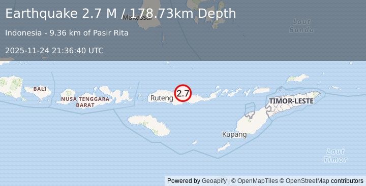 Earthquake Flores Region, Indonesia (2.7 M) (2025-11-24 21:36:40 UTC)