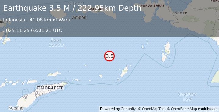 Earthquake Banda Sea (3.5 M) (2025-11-25 03:01:21 UTC)
