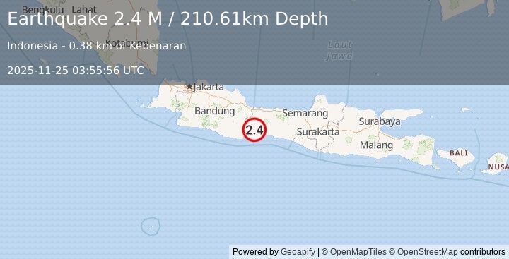 Earthquake Java, Indonesia (2.6 M) (2025-11-25 03:55:57 UTC)