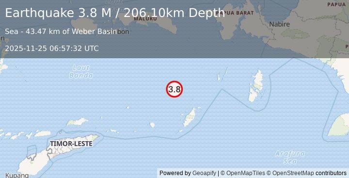 Earthquake Banda Sea (3.9 M) (2025-11-25 06:57:36 UTC)