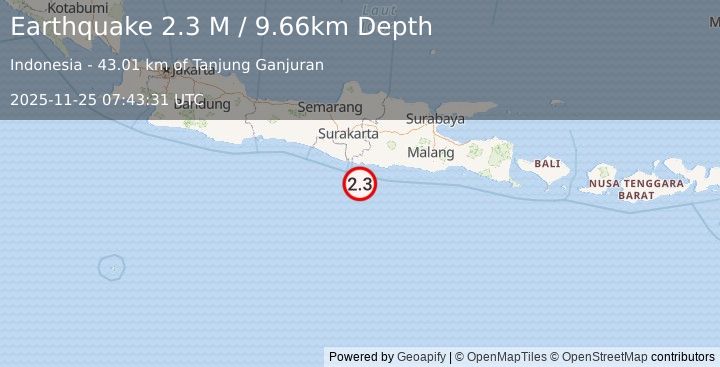 Earthquake Java, Indonesia (2.4 M) (2025-11-25 07:43:31 UTC)
