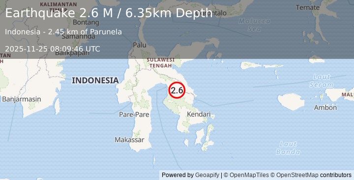 Earthquake Sulawesi, Indonesia (2.6 M) (2025-11-25 08:09:46 UTC)
