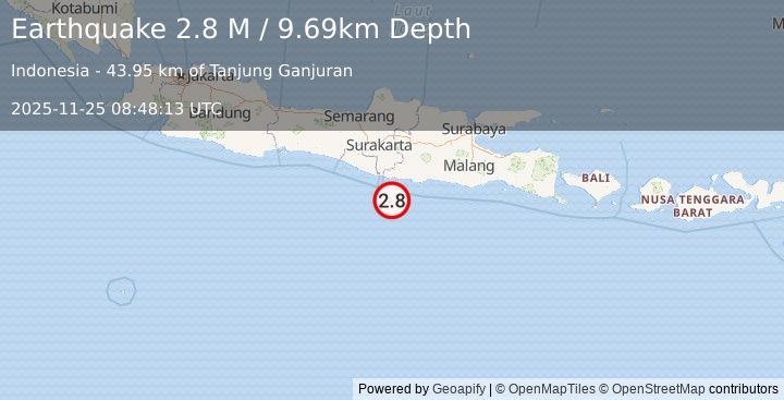 Earthquake Java, Indonesia (2.8 M) (2025-11-25 08:48:14 UTC)